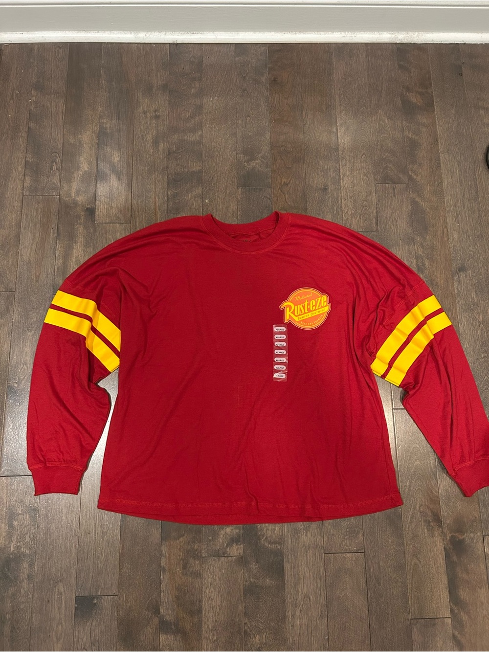 Disney Pixar Cars Lightning McQueen Rust-eze Red Long Sleeve T-Shirt Adult XL